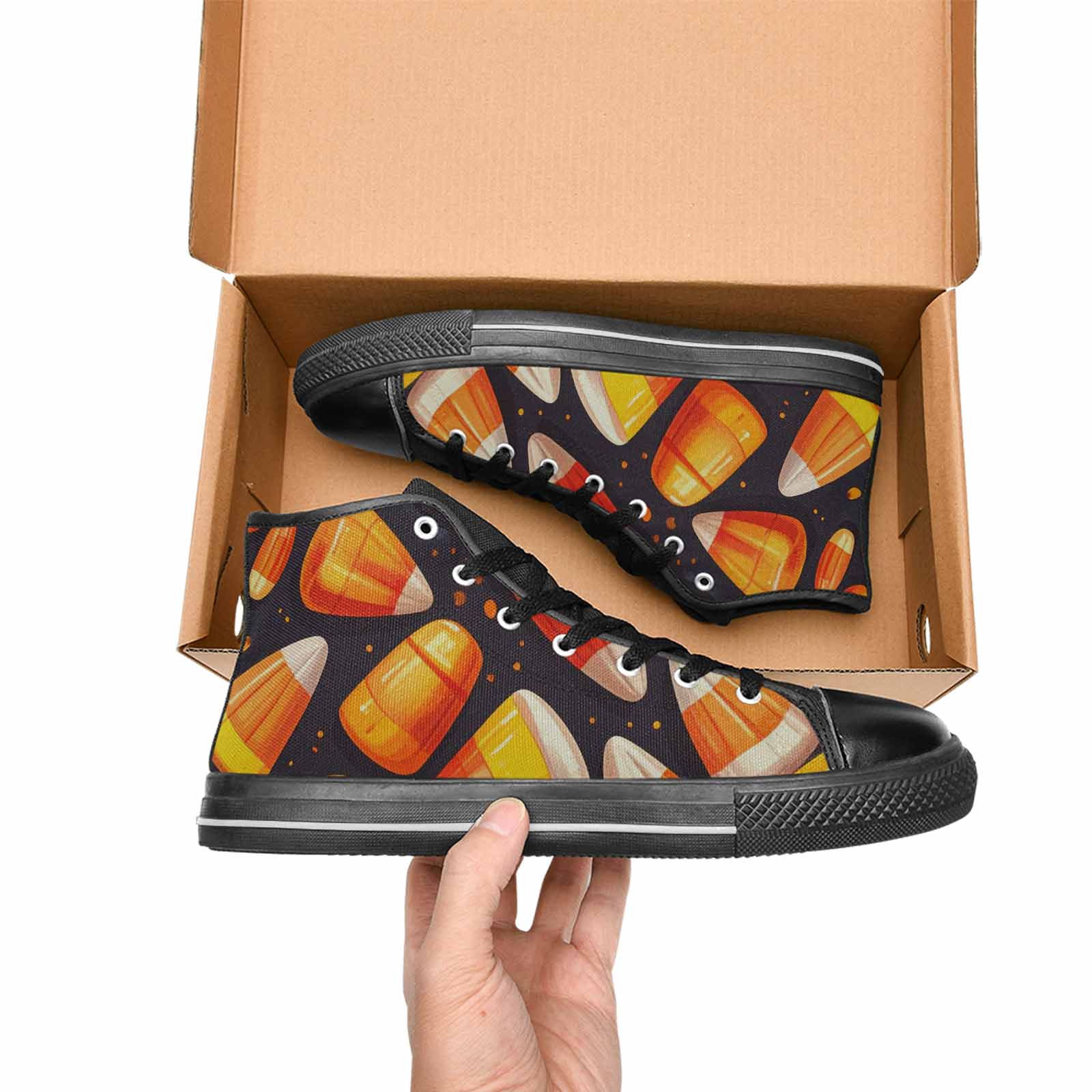 WOMEN'S Halloween Candy Corn High Top Canvas Cottagecore Sneakers