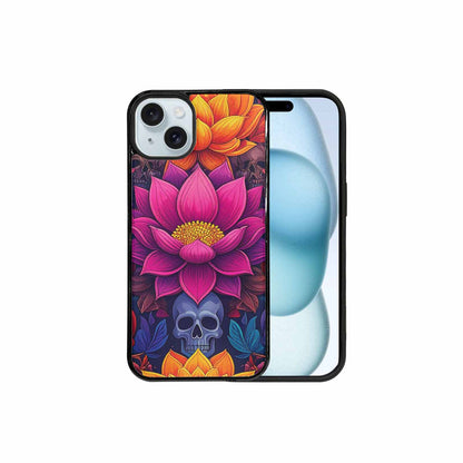 iPhone 15 Plus Case — Lotus Skulls, Custom Art Phone Cover