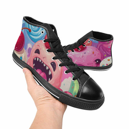 WOMEN'S Melting Icecream Monster Cherry High Top Canvas Cottagecore Sneakers