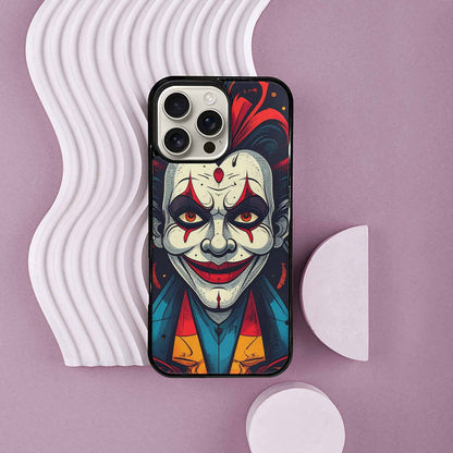 iPhone 16 Pro Max Case — Evil Circus Heads Faces Overlapping Patterns, Custom Printed Phone Case