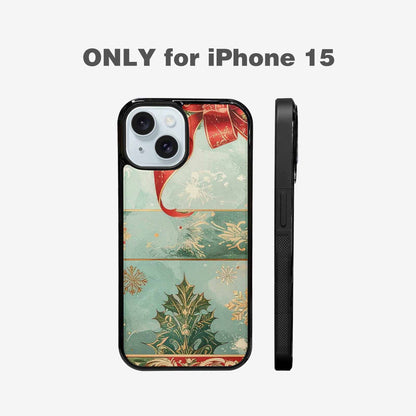 iPhone 15 Case — Christmas Wrapping Paper Pattern Art Wallpaper, Customized Protective Case