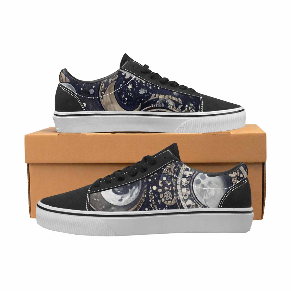 WOMEN'S Wolves Everywhere Collage Canvas Lace-Up Wallpaper Art Custom Sneakers