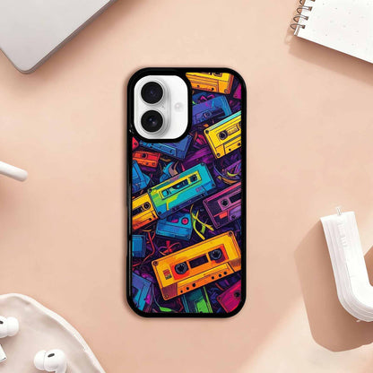 iPhone 17 Case — Retro Cassette Tape Pattern Retro Vintage, Custom Designed Case Cover
