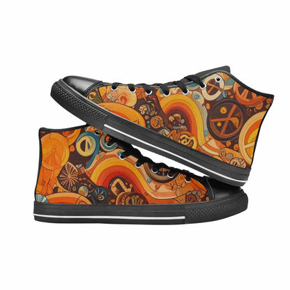 WOMEN'S Groovy 70S Peace High Top Canvas Dark Academia Shoes