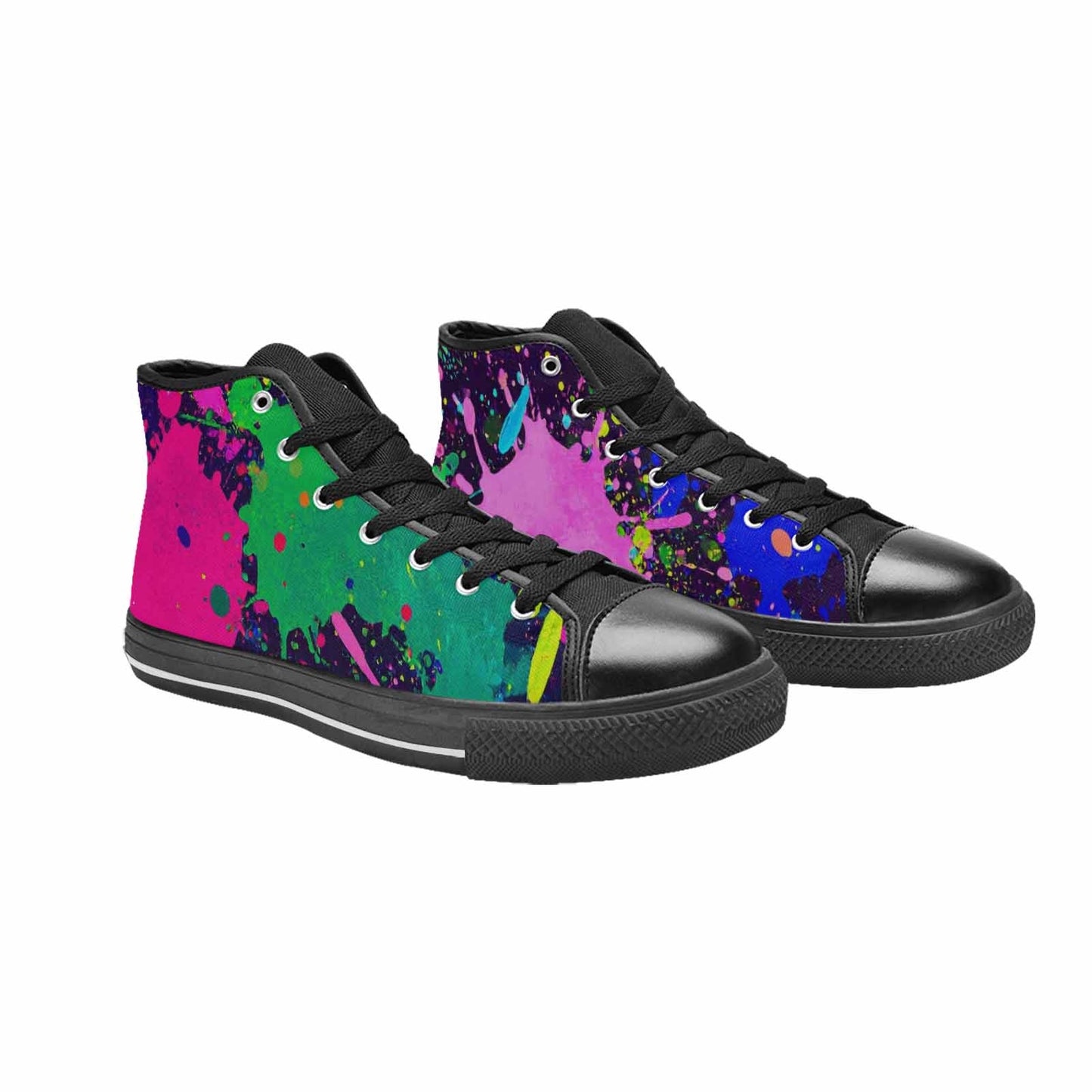 MEN'S Neon Paint Splatter High Top Canvas Neon Fantasy Sneakers
