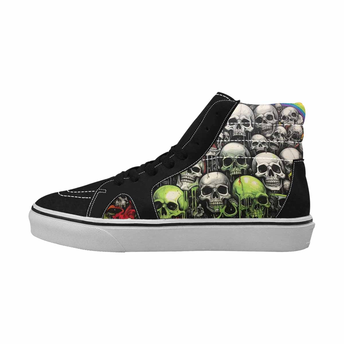 MEN'S Rainbow From Skull S High Top Canvas Vibrant Chaos Custom Sneakers