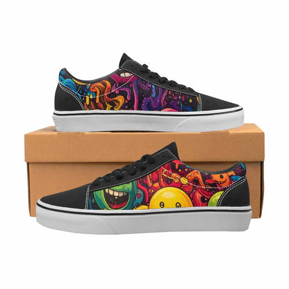 WOMEN'S Yellow Smiley Face Canvas Lace-Up Neon Fantasy Custom Shoes