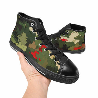 MEN'S Military Camouflage Blotch High Top Canvas Wallpaper Art Shoes