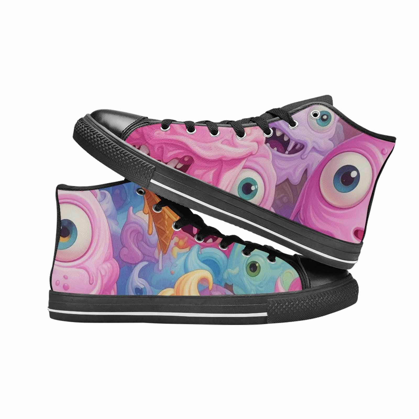 WOMEN'S Melting Icecream Cone Monster High Top Canvas Dreamcore Custom Sneakers