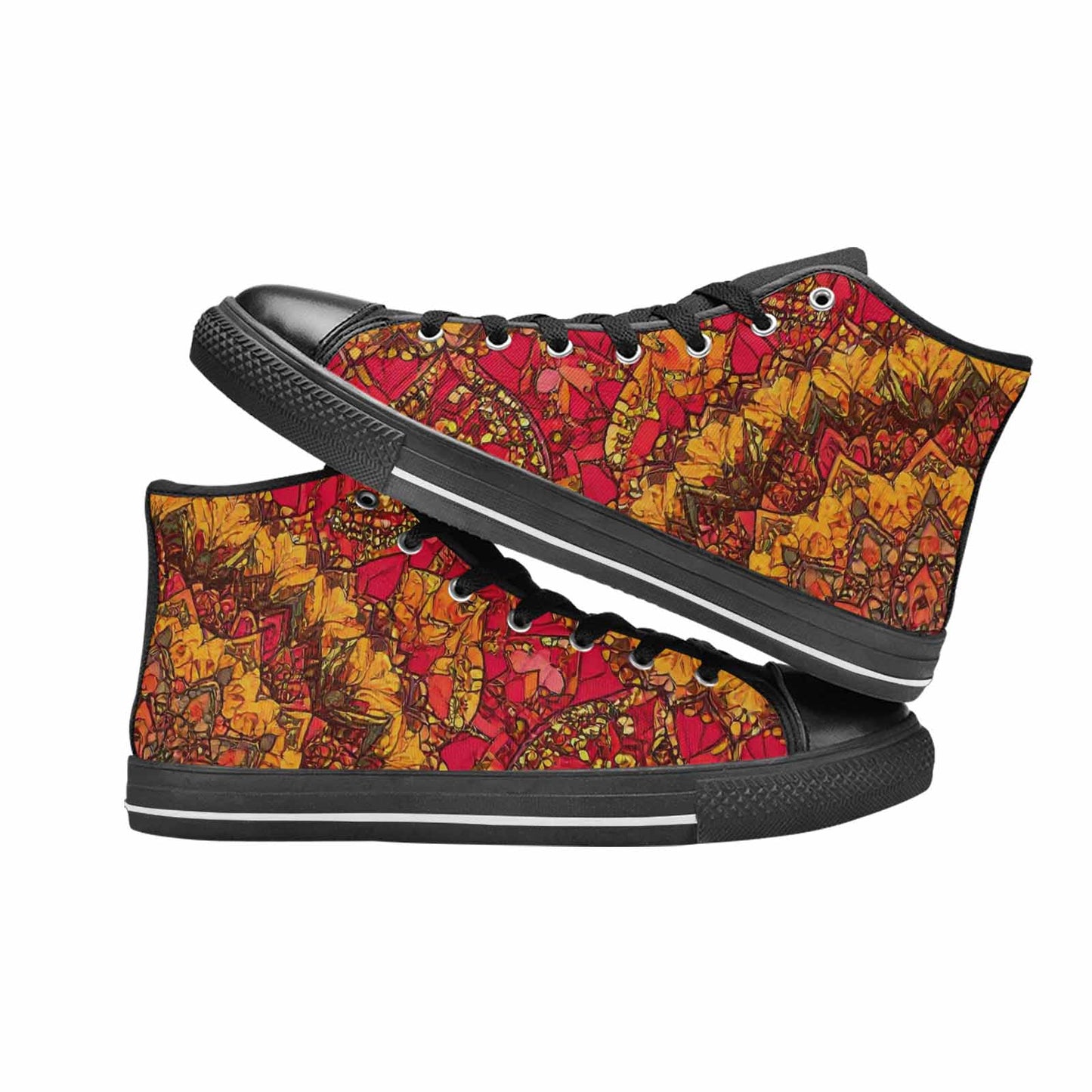 MEN'S Mandala Lions High Top Canvas Grunge Custom Sneakers