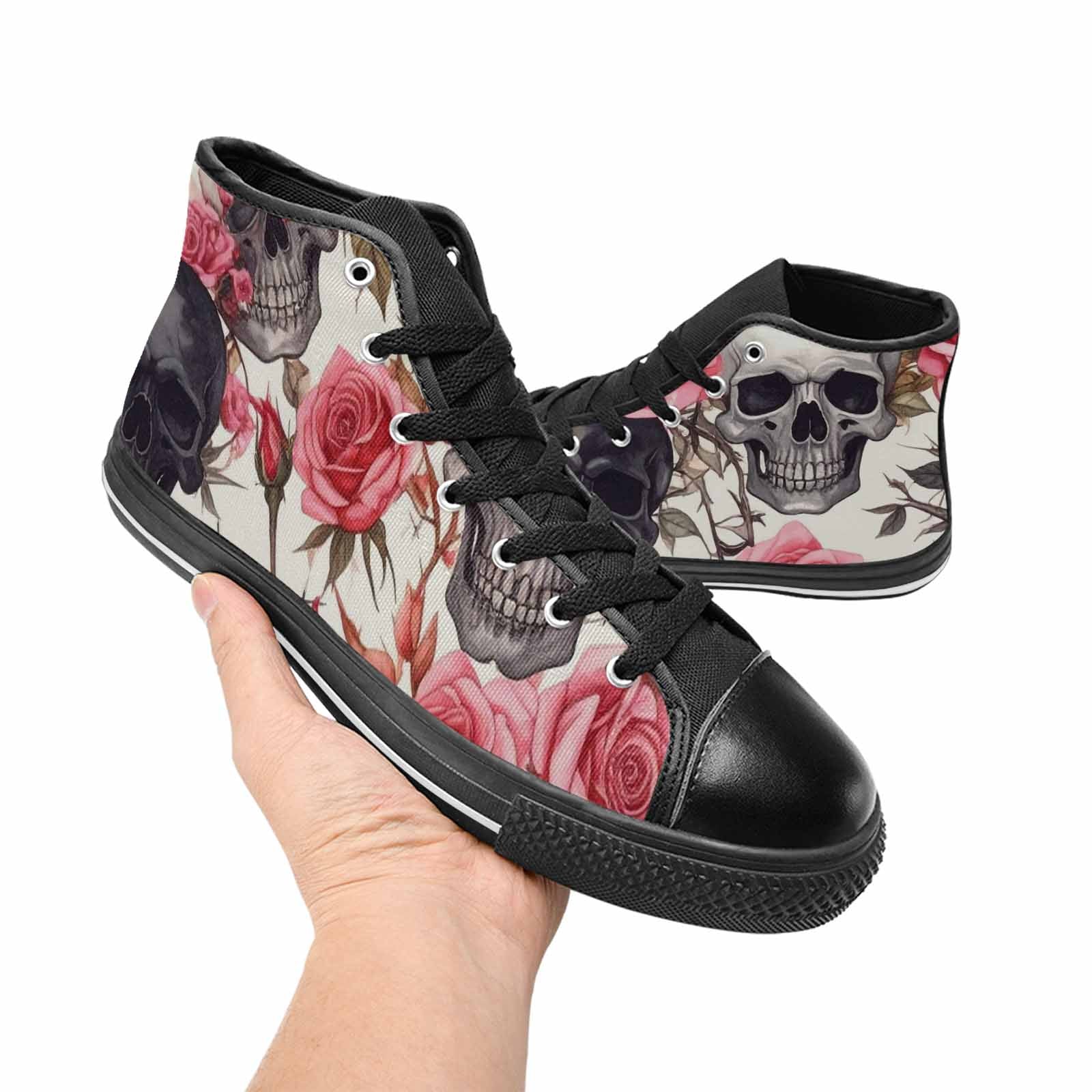 MEN'S Skulls - Roses High Top Canvas Cottagecore Custom Shoes
