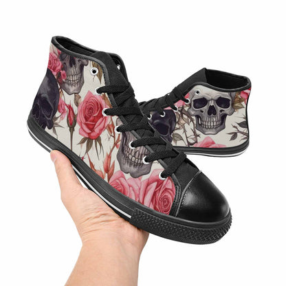 MEN'S Skulls - Roses High Top Canvas Cottagecore Custom Shoes