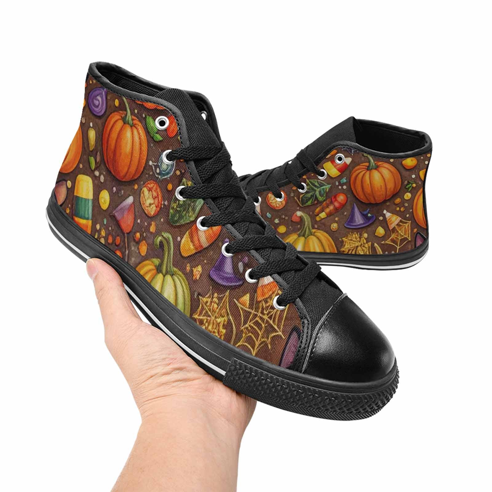 WOMEN'S Halloween High Top Canvas Wallpaper Art Custom Shoes