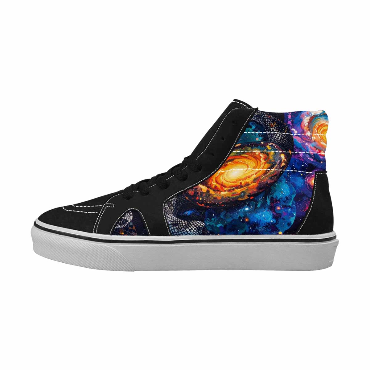 WOMEN'S Galaxy Snake Print High Top Canvas Wallpaper Art Custom Shoes