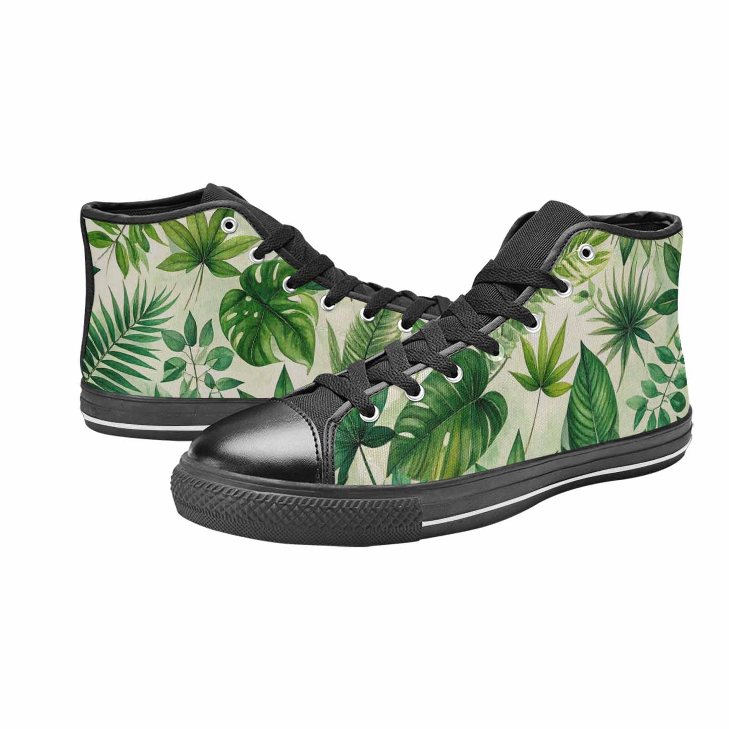 MEN'S Seven-Point Palmate Leaf High Top Canvas Vibrant Chaos Sneakers