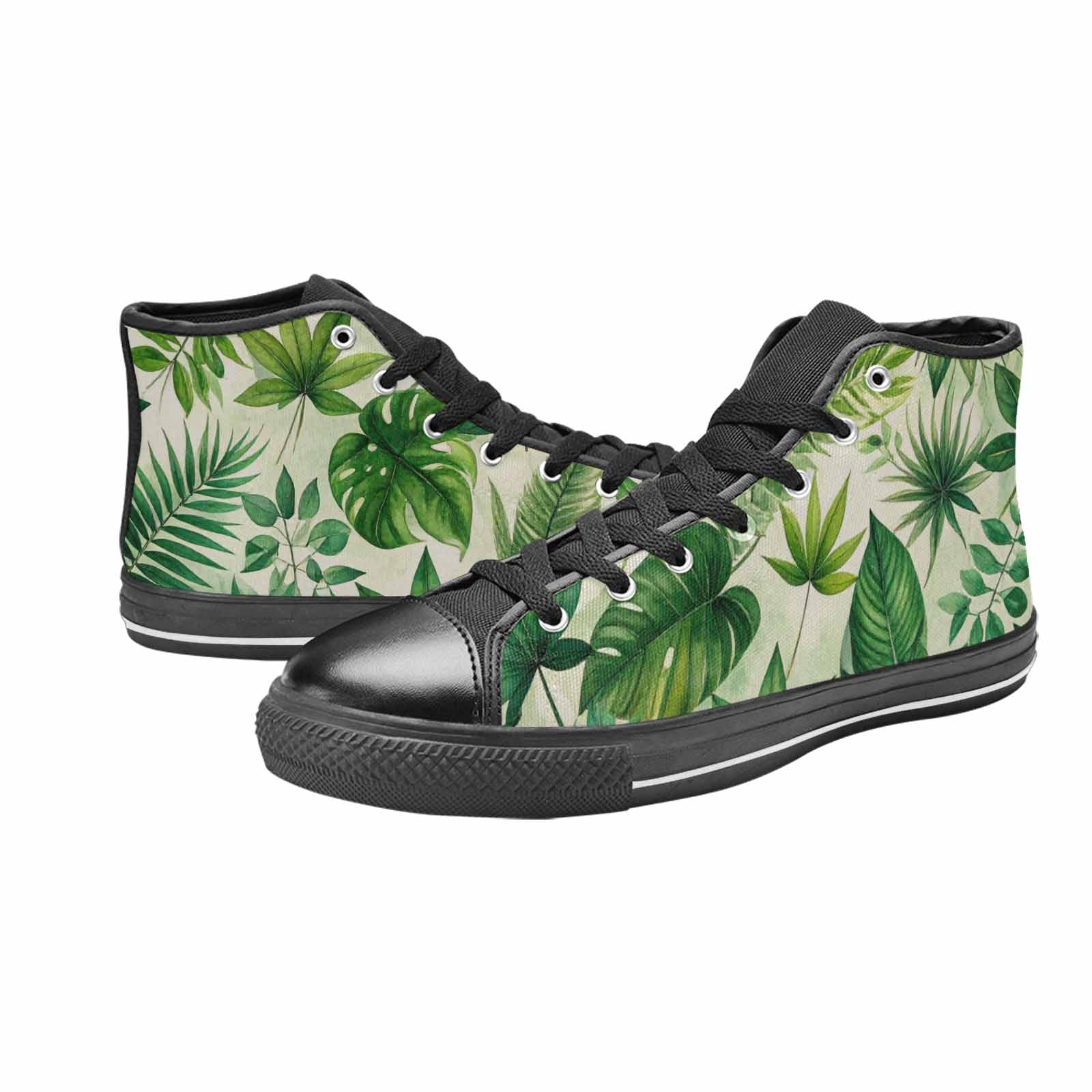 MEN'S Seven-Point Palmate Leaf High Top Canvas Vibrant Chaos Sneakers