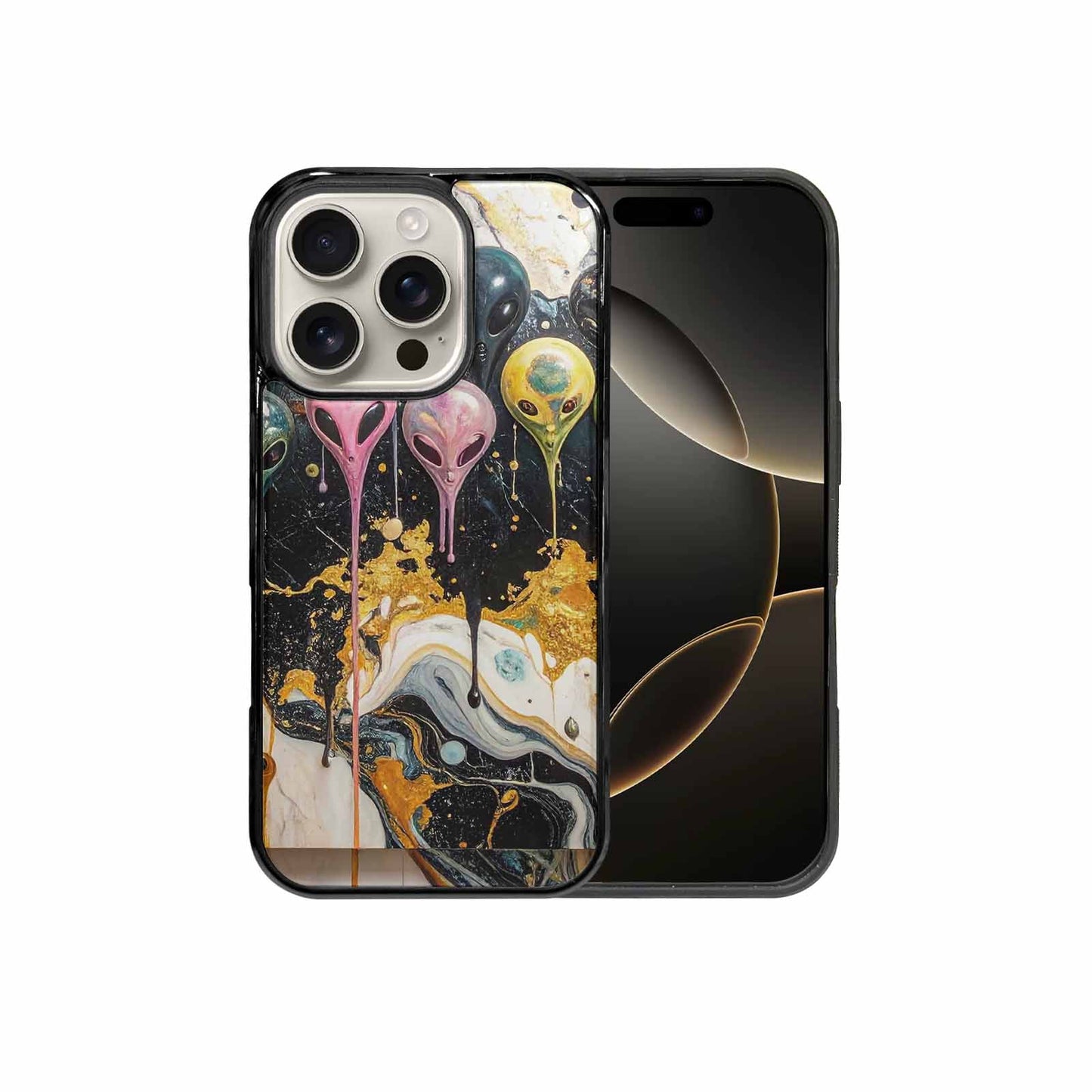 iPhone 16 Pro Case — Aliens Marblemelting Aliens Pa, Custom Printed Phone Case
