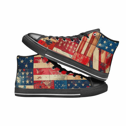 MEN'S American Flag Stars High Top Canvas Y2K Custom Shoes