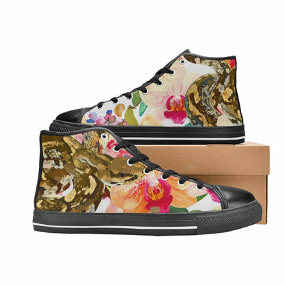 MEN'S Floral Snake Print High Top Canvas Grunge Custom Shoes