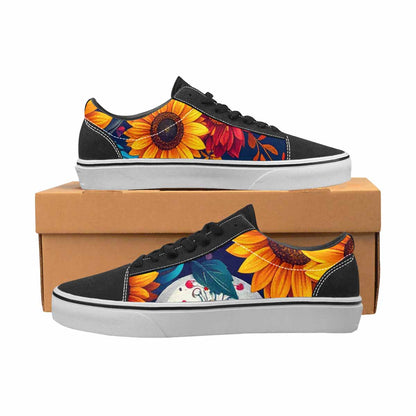 WOMEN'S Sunflower Skulls Print Canvas Lace-Up Dreamcore Shoes