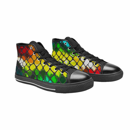 WOMEN'S Dark Snake Print High Top Canvas Surreal Custom Shoes