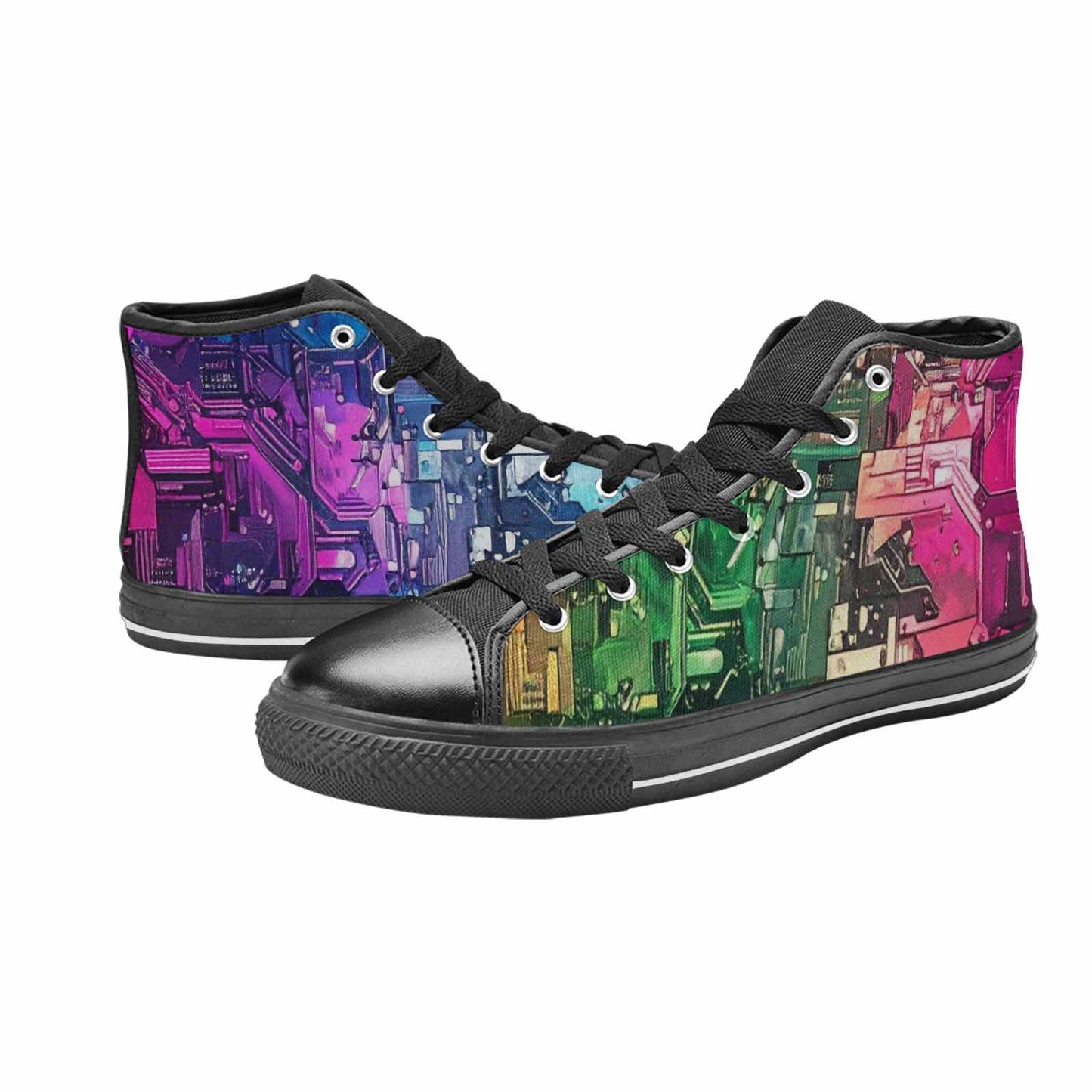 WOMEN'S Circuit Board Cyberpunk High Top Canvas Aesthetic Custom Shoes
