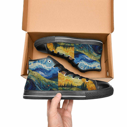 WOMEN'S Van Gogh-Style Swirl High Top Canvas Dreamcore Custom Shoes