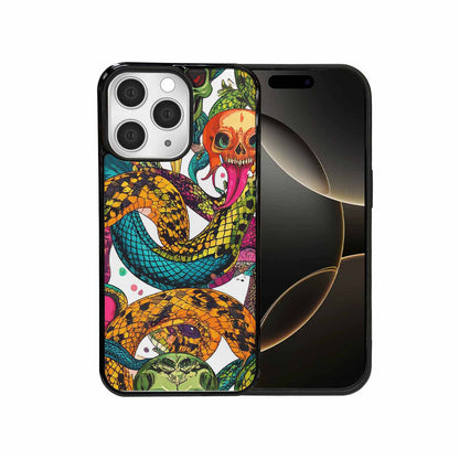 iPhone 15 Pro Max Case — Snake Print Skull, Custom Art Phone Cover