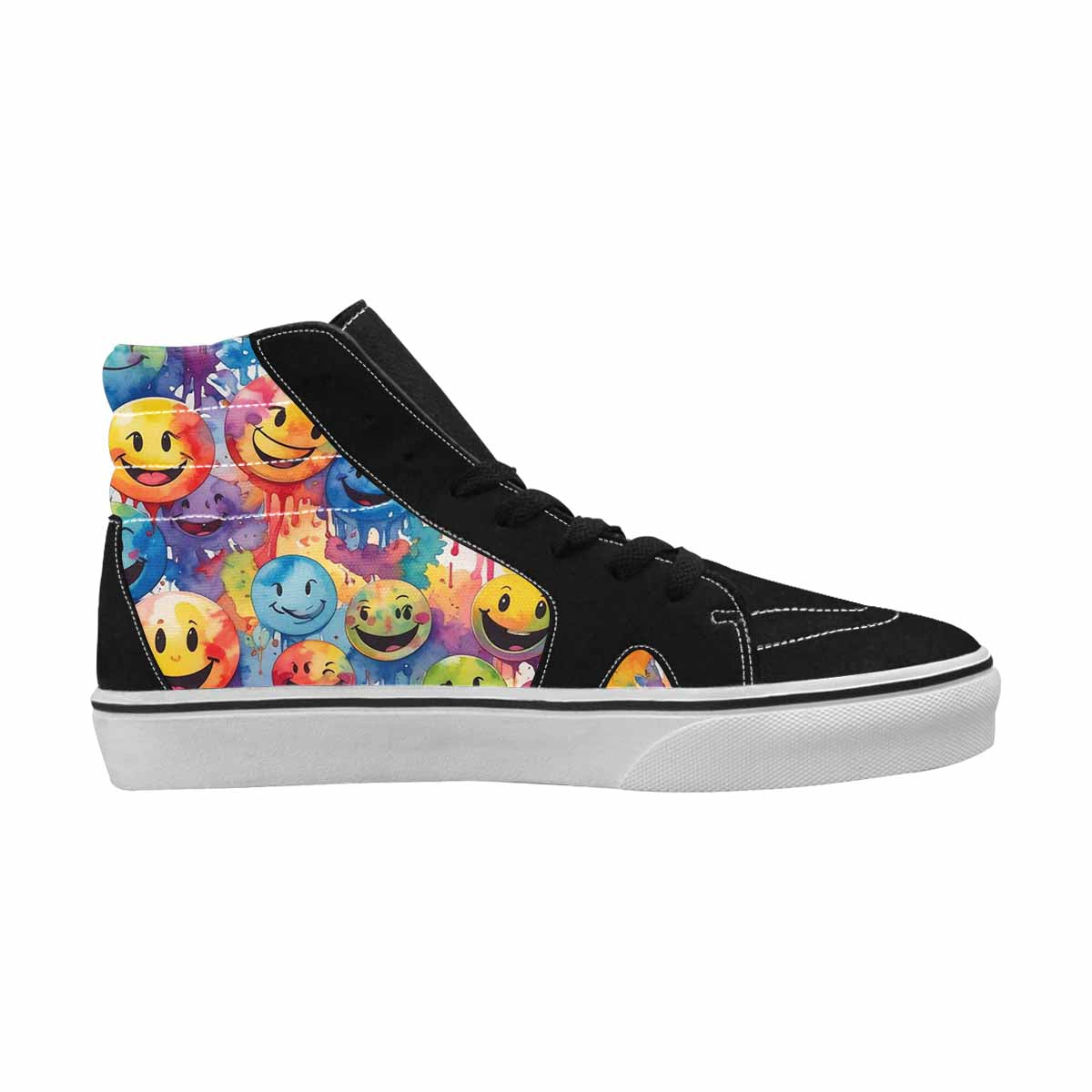 MEN'S Smiley Facessmiley Faces  High Top Canvas Cottagecore Custom Sneakers