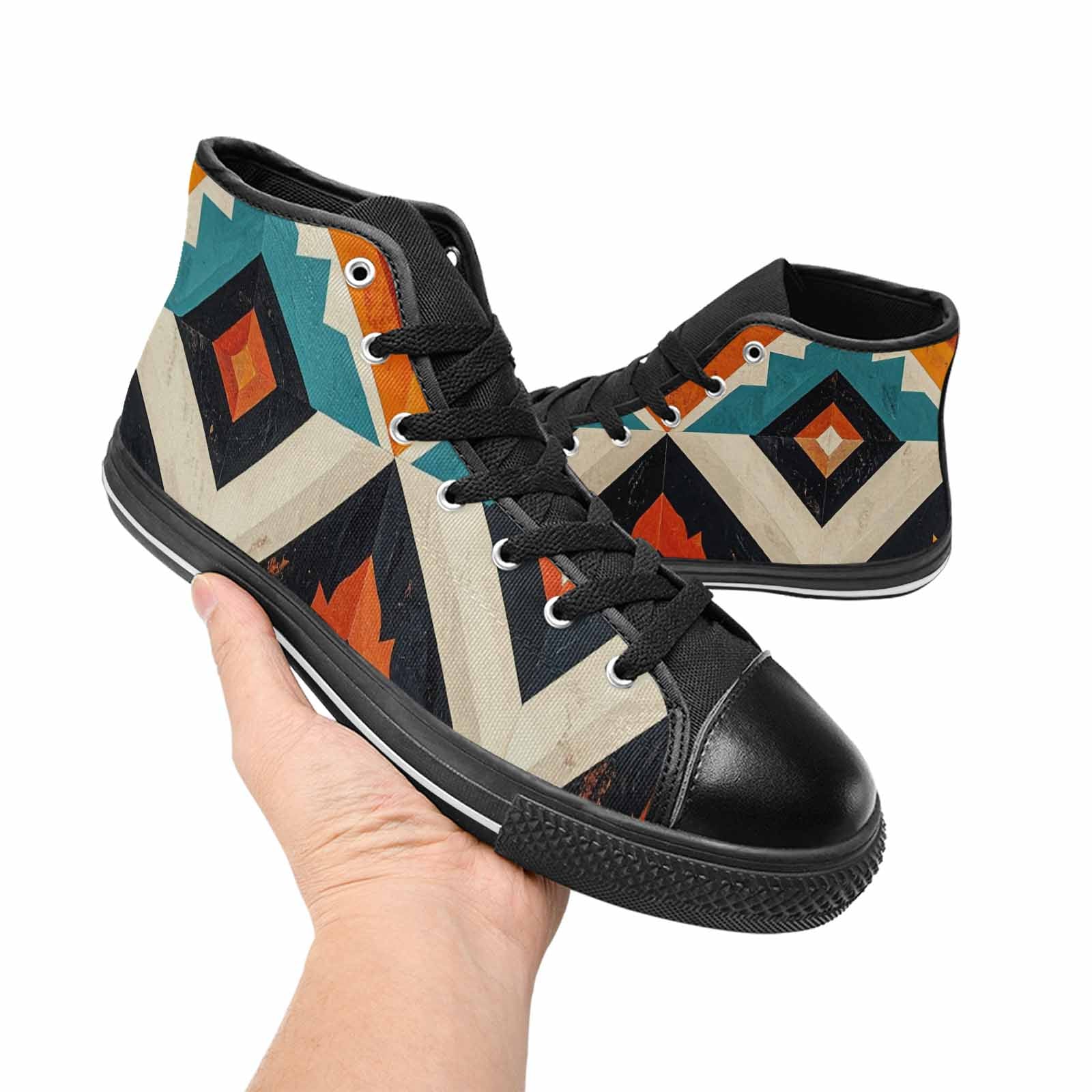 MEN'S Southwestern Geometric Diamond High Top Canvas Neon Fantasy Shoes