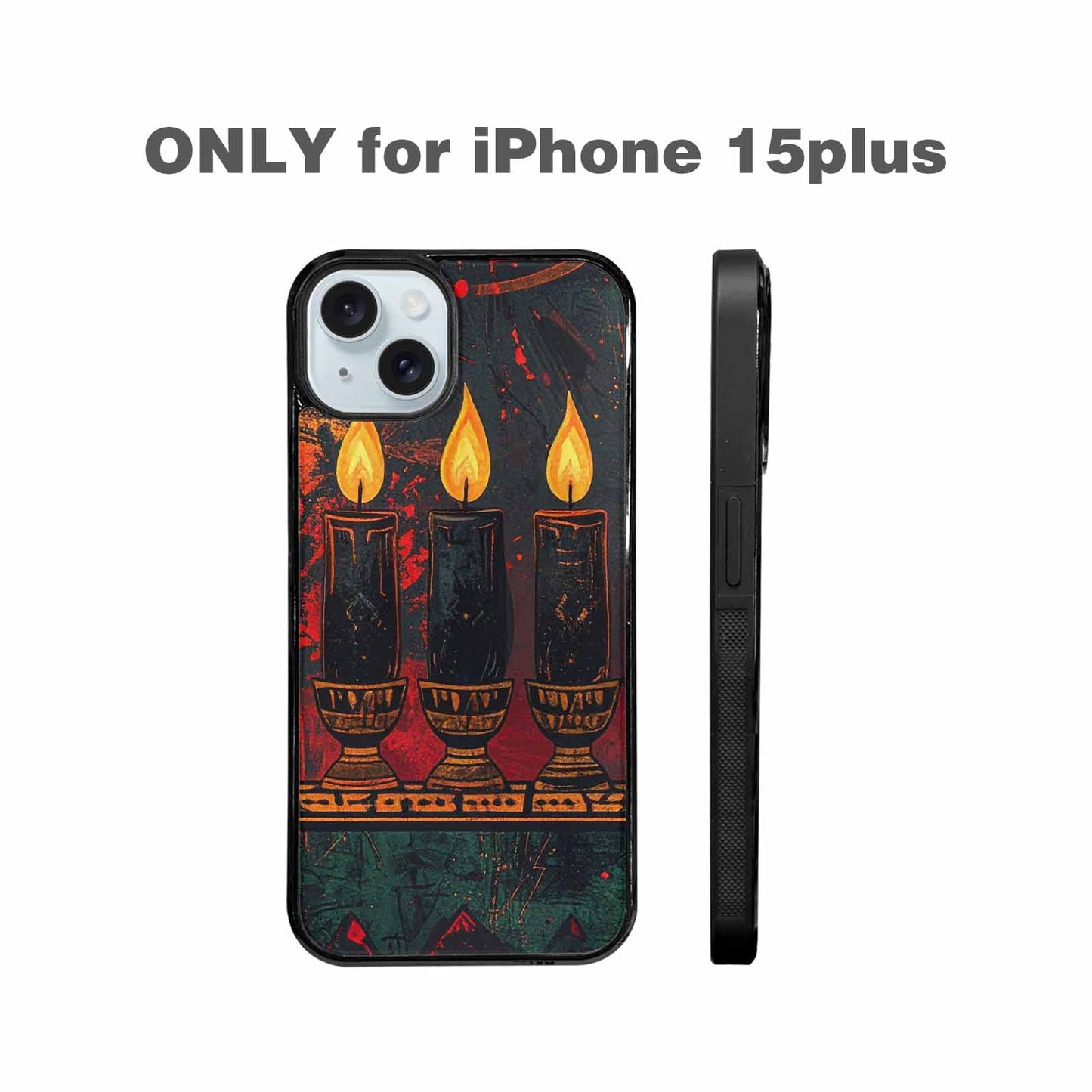 iPhone 15 Plus Case — Kwanzaa Kinara Pattern Seamless Repeat African, Customized Protective Case