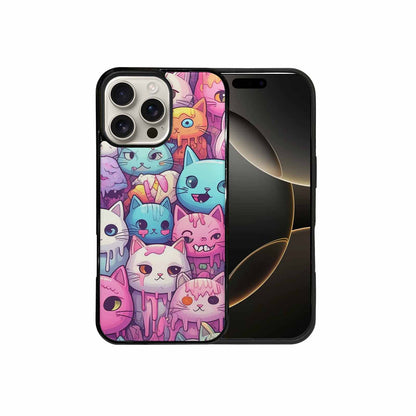 iPhone 16 Pro Max Case — Pastel Gore Cat Character Pattern Hundreds, Original Design Phone Case