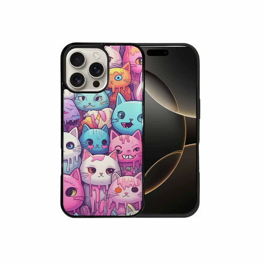 iPhone 16 Pro Max Case — Pastel Gore Cat Character Pattern Hundreds, Original Design Phone Case