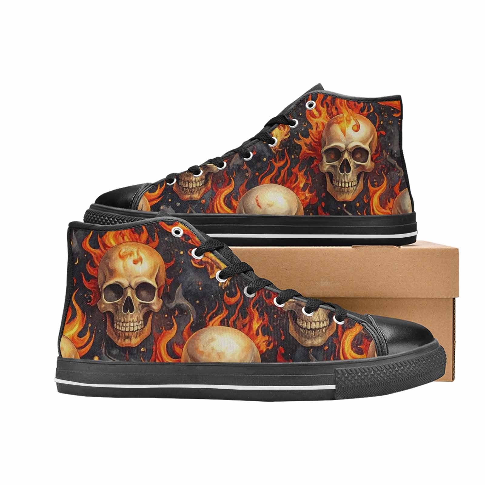 MEN'S Skulls - Flaming High Top Canvas Dreamcore Sneakers