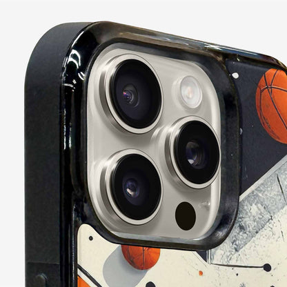 iPhone 16 Pro Max Case — Basketball Pattern Court Lines And Balls, Original Design Phone Case