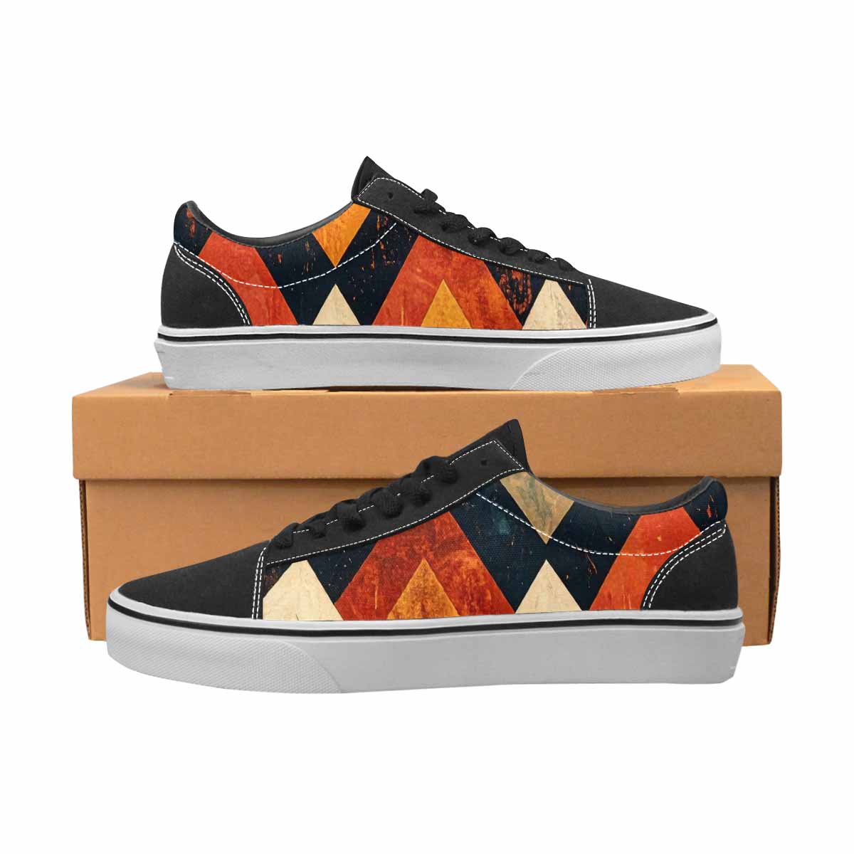 WOMEN'S Southwestern Geometric Diamond Canvas Lace-Up Aesthetic Sneakers