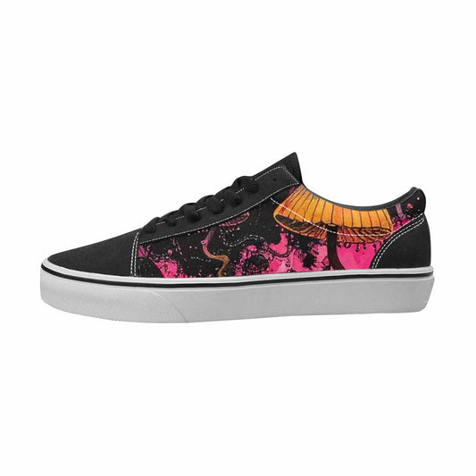 WOMEN'S Mushrooms Black & Pink Ink Canvas Artist-designed Cottagecore Shoes