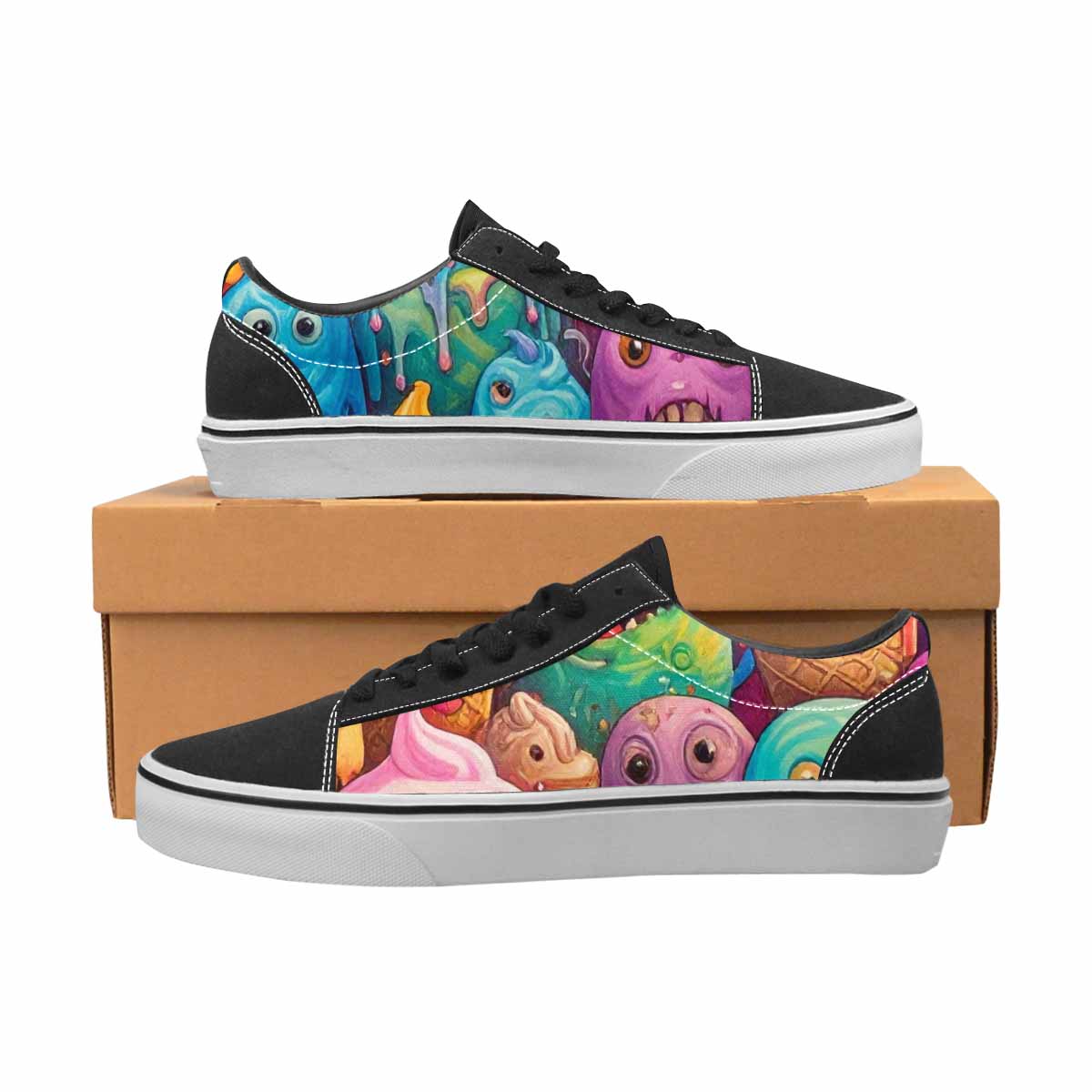WOMEN'S Melting Ice Cream Monster Lace-Up Canvas Y2K Custom Shoes