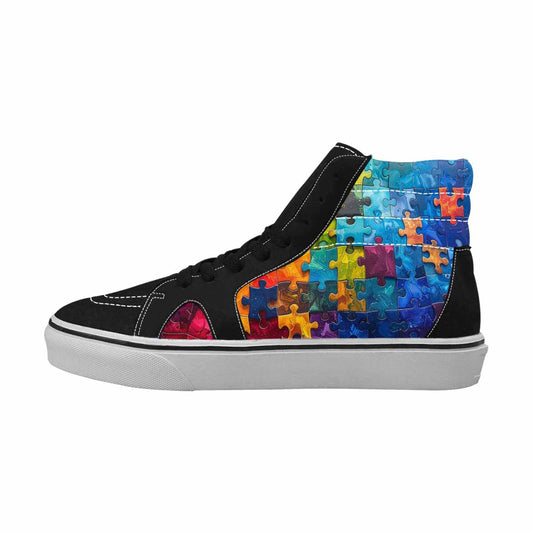 MEN'S Autism Puzzle Pieces High Top Canvas Grunge Custom Shoes