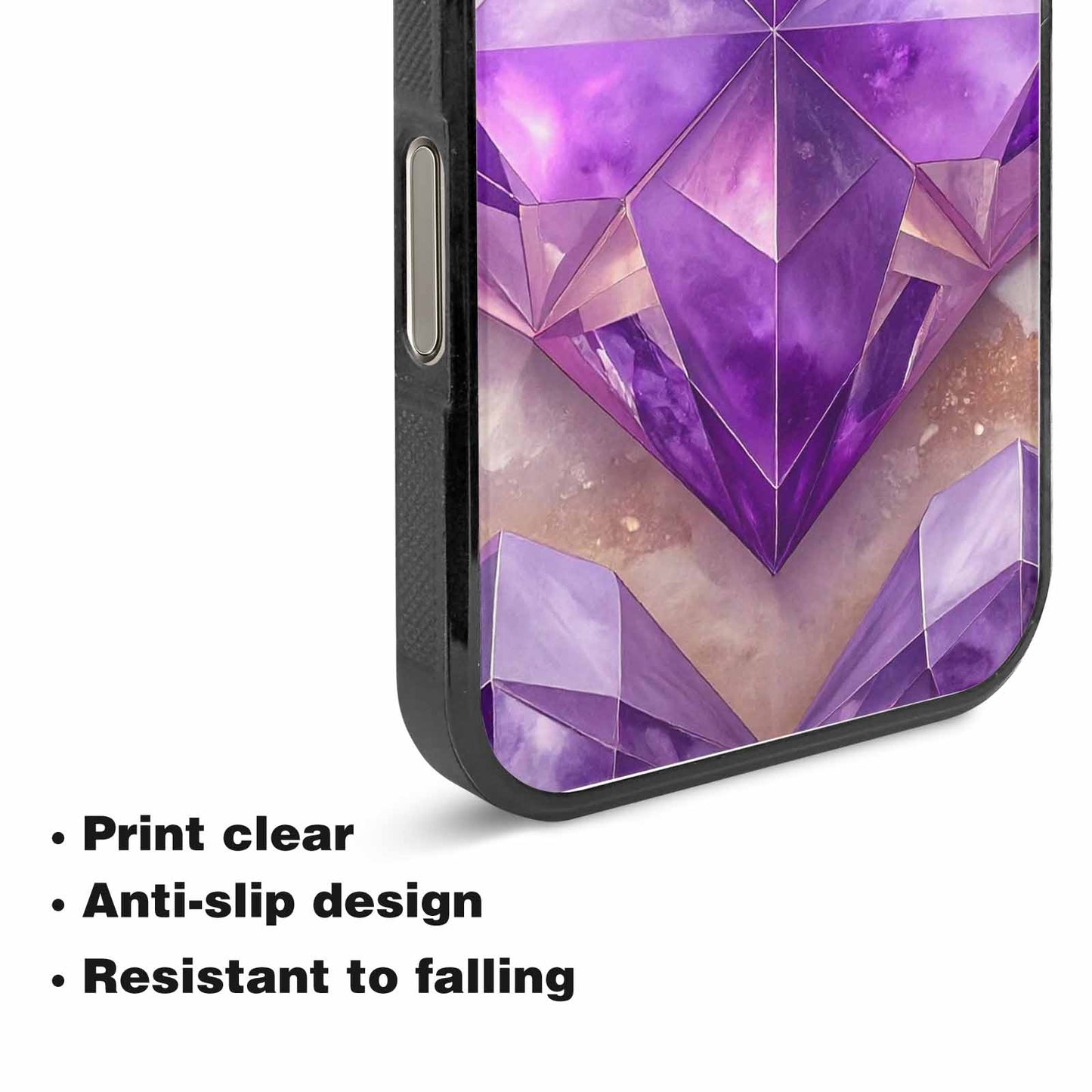 iPhone 15 Pro Max Case — Amethyst Crystal Art Pattern, Original Design Phone Case