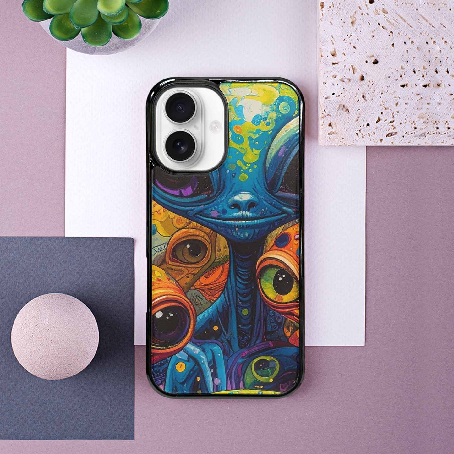 iPhone 16 Case — Cartoon Alien Characters, Personalized Phone Case