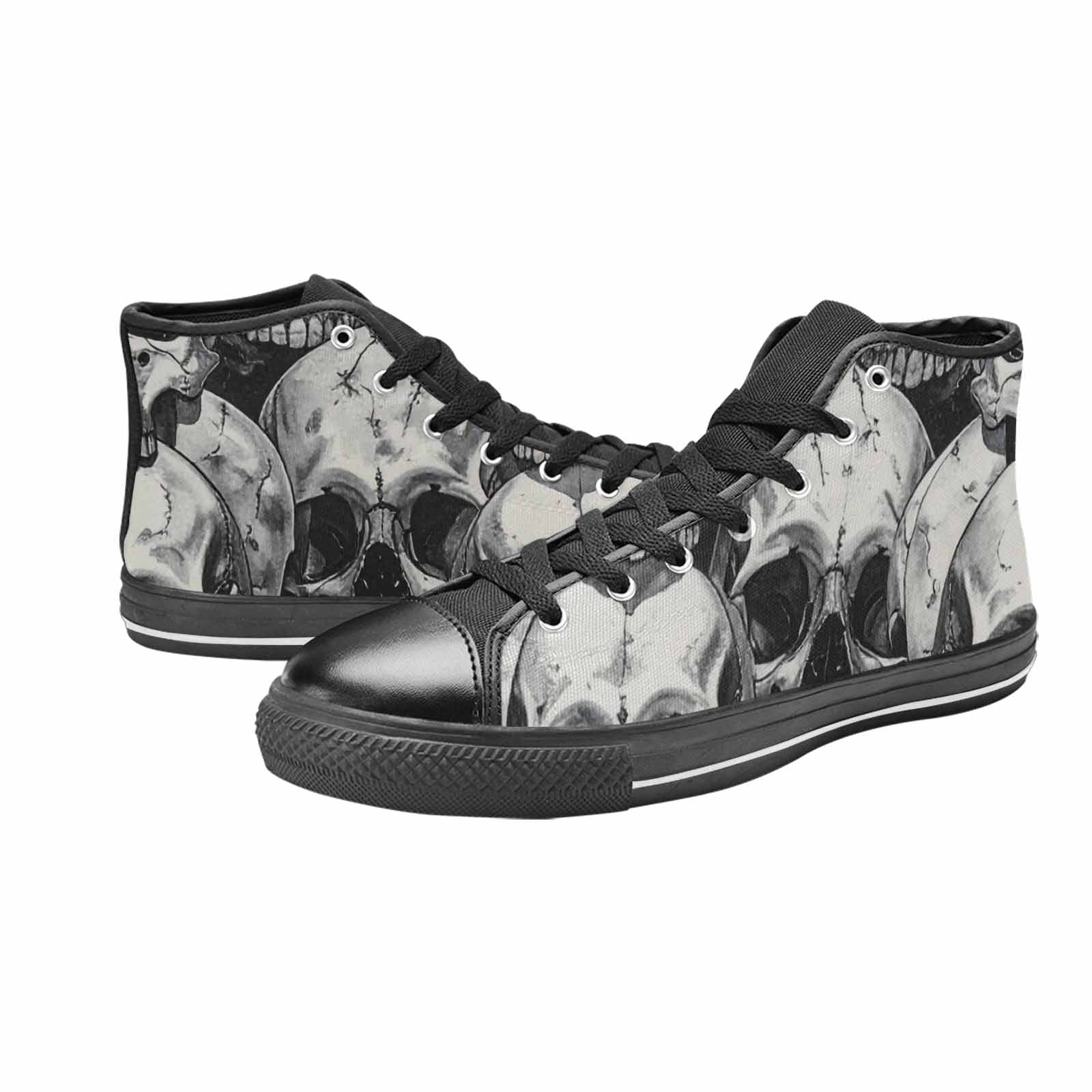 MEN'S Tessellated Human Skulls High Top Canvas Cottagecore Custom Sneakers