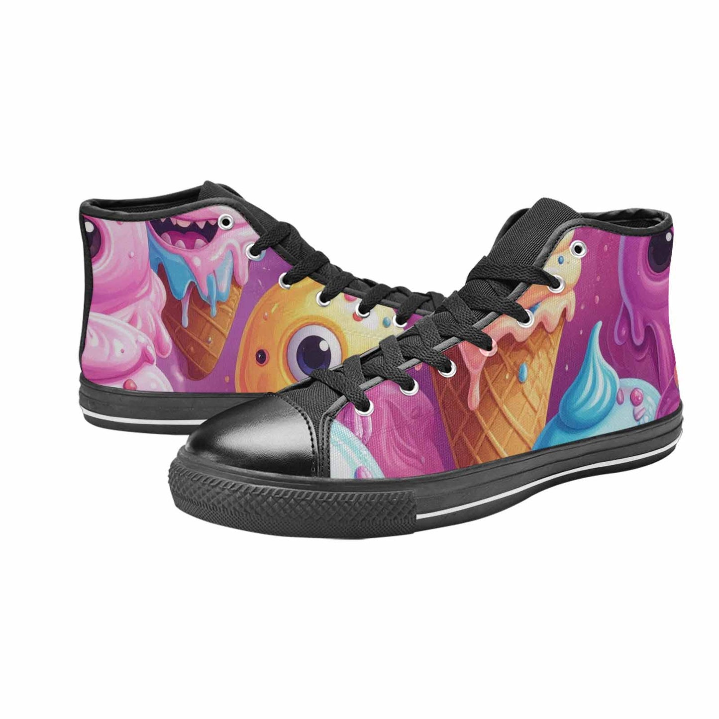 WOMEN'S Melting Icecream Cone Monster High Top Canvas Dark Academia Shoes