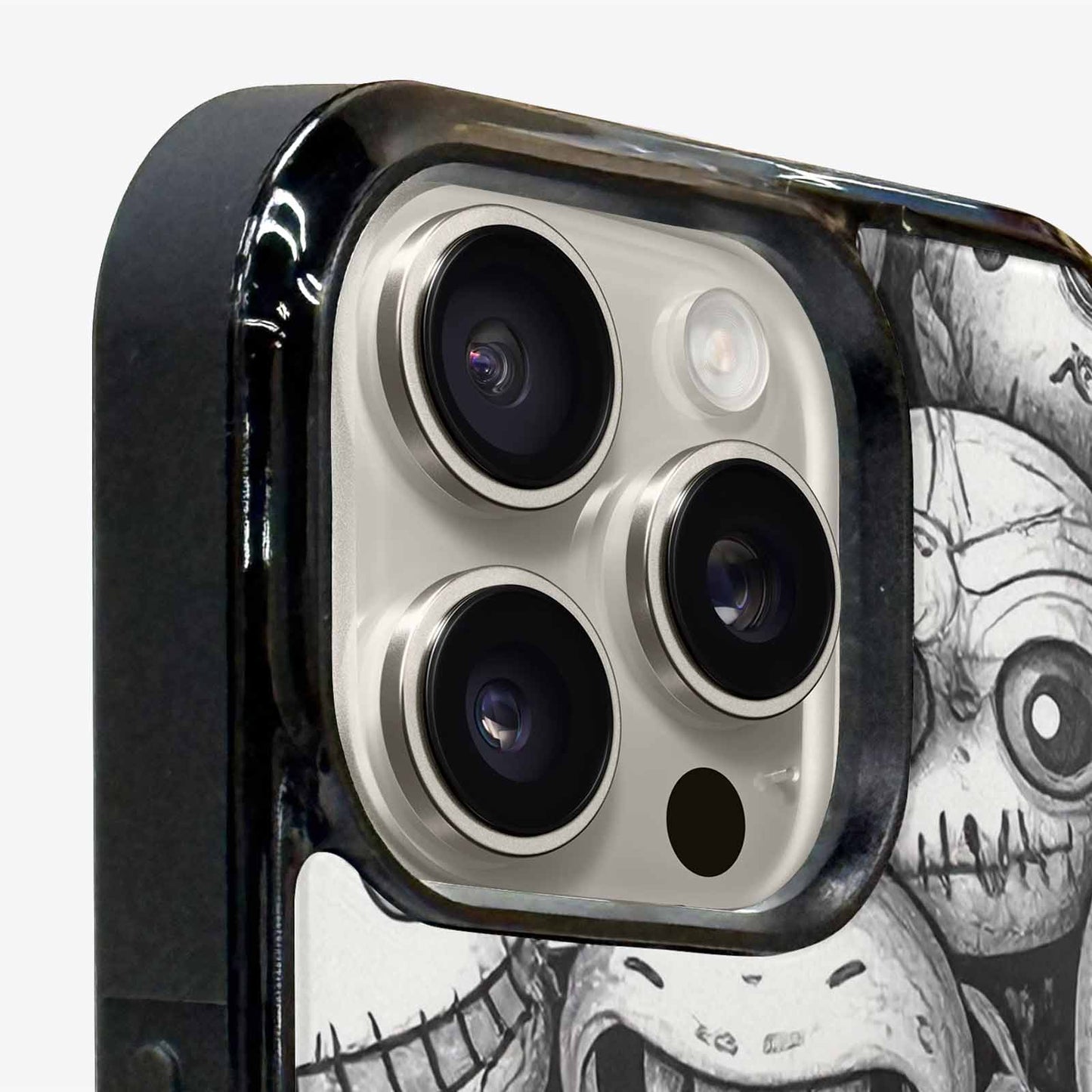 iPhone 15 Pro Max Case — Black And White Monster Face Collage, Customized Protective Case