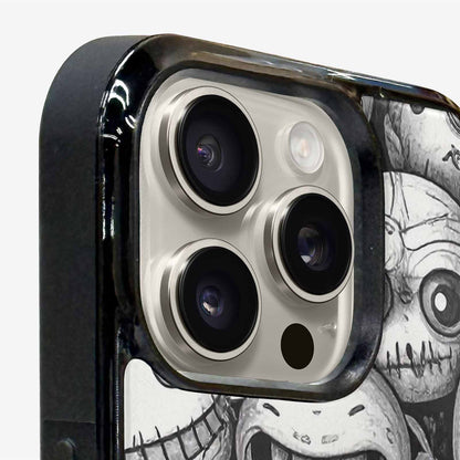 iPhone 15 Pro Max Case — Black And White Monster Face Collage, Customized Protective Case