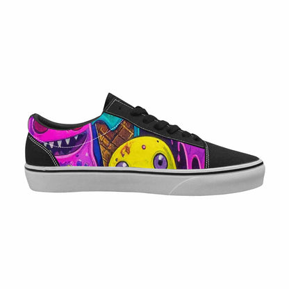 WOMEN'S Ice Cream Monsters  Lace-Up Canvas Melting Art Sneakers
