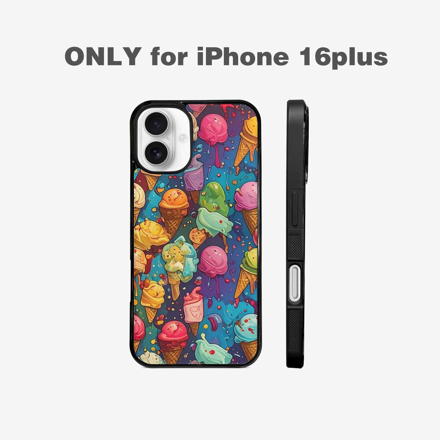iPhone 16 Plus Case — Ice Cream Motif Ice Cream Motifs, Custom Designed Case Cover