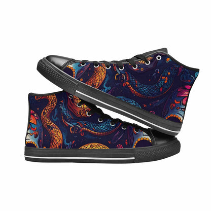 WOMEN'S Snake Skulls Print High Top Canvas Y2K Custom Sneakers