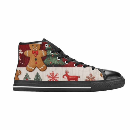 WOMEN'S Christmas Holly Snowflake High Top Canvas Surreal Shoes