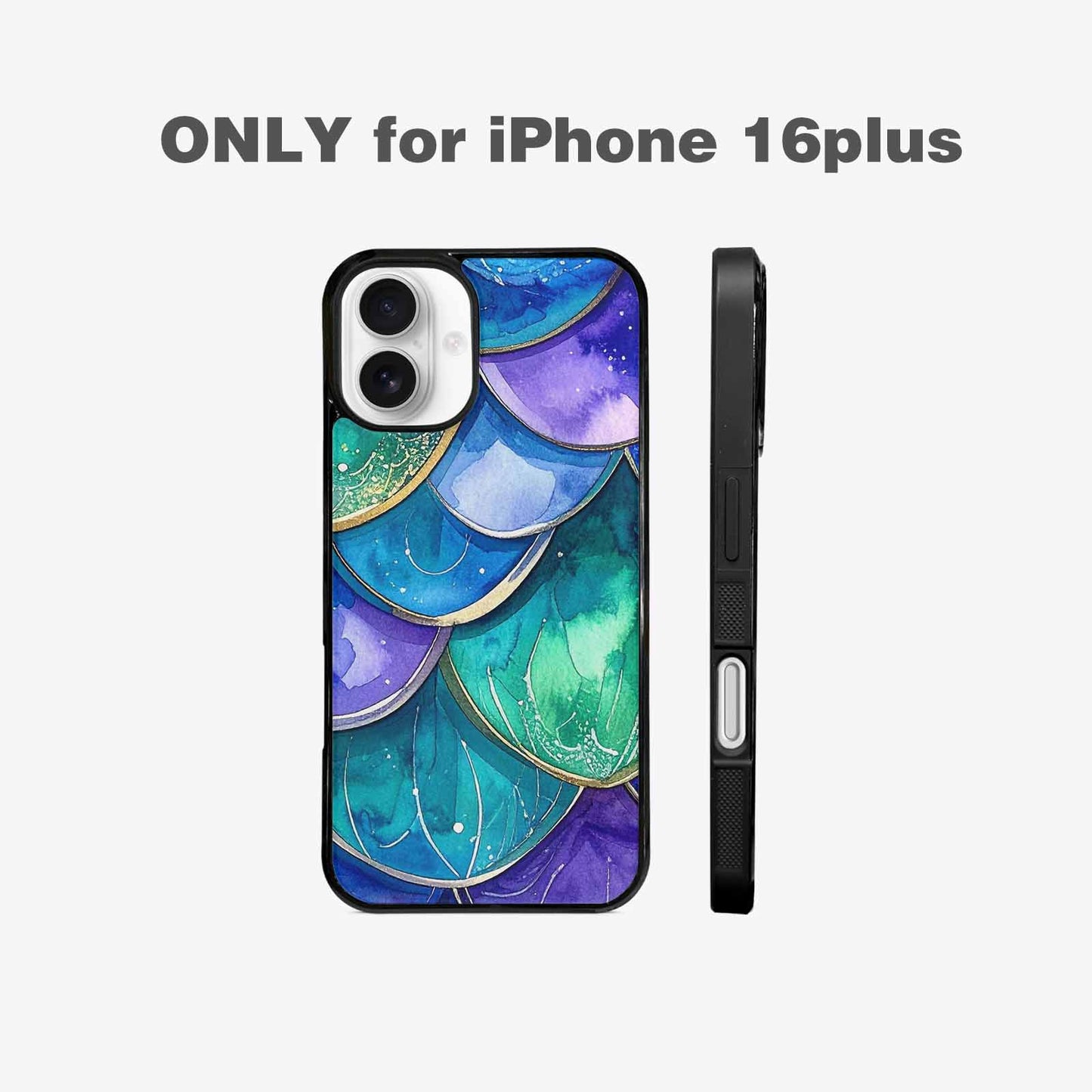 iPhone 16 Plus Case — Mermaid Scale Art Pattern, Custom Print Case Cover